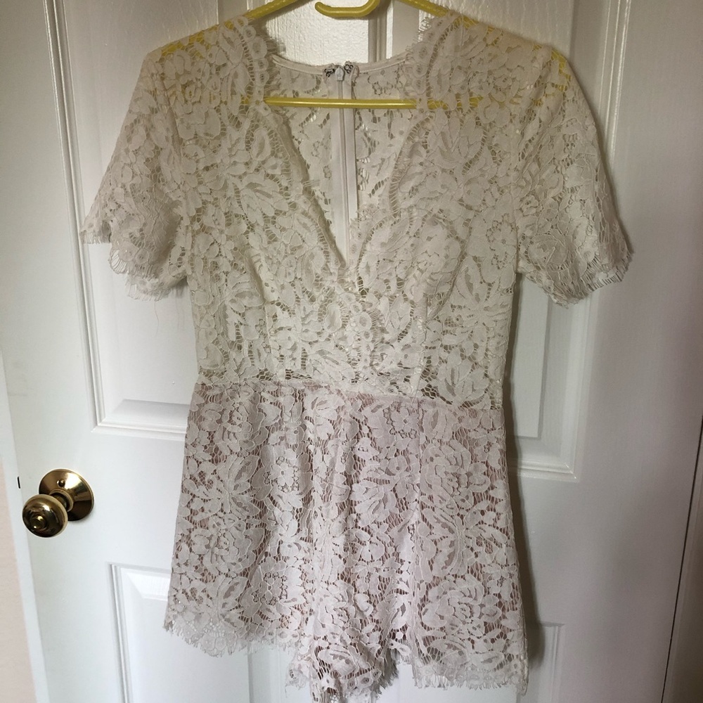 Coachella vibes white lace romper